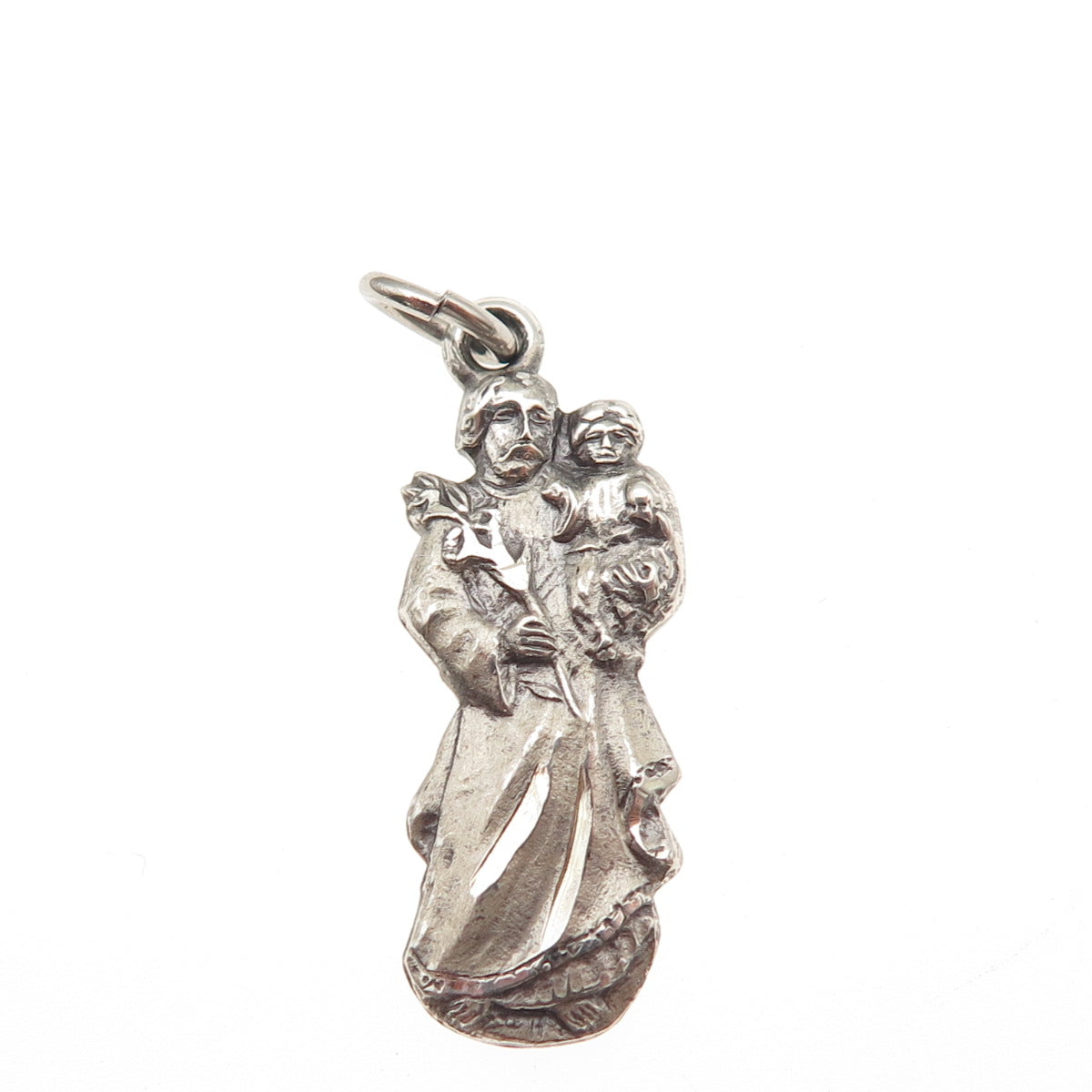 CREED 925 Sterling Silver Vintage St. Christopher Oxidized Charm Pendant
