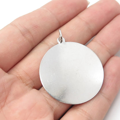 ELCO 925 Sterling Silver Vintage Leo Zodiac Sign Round Medal Pendant