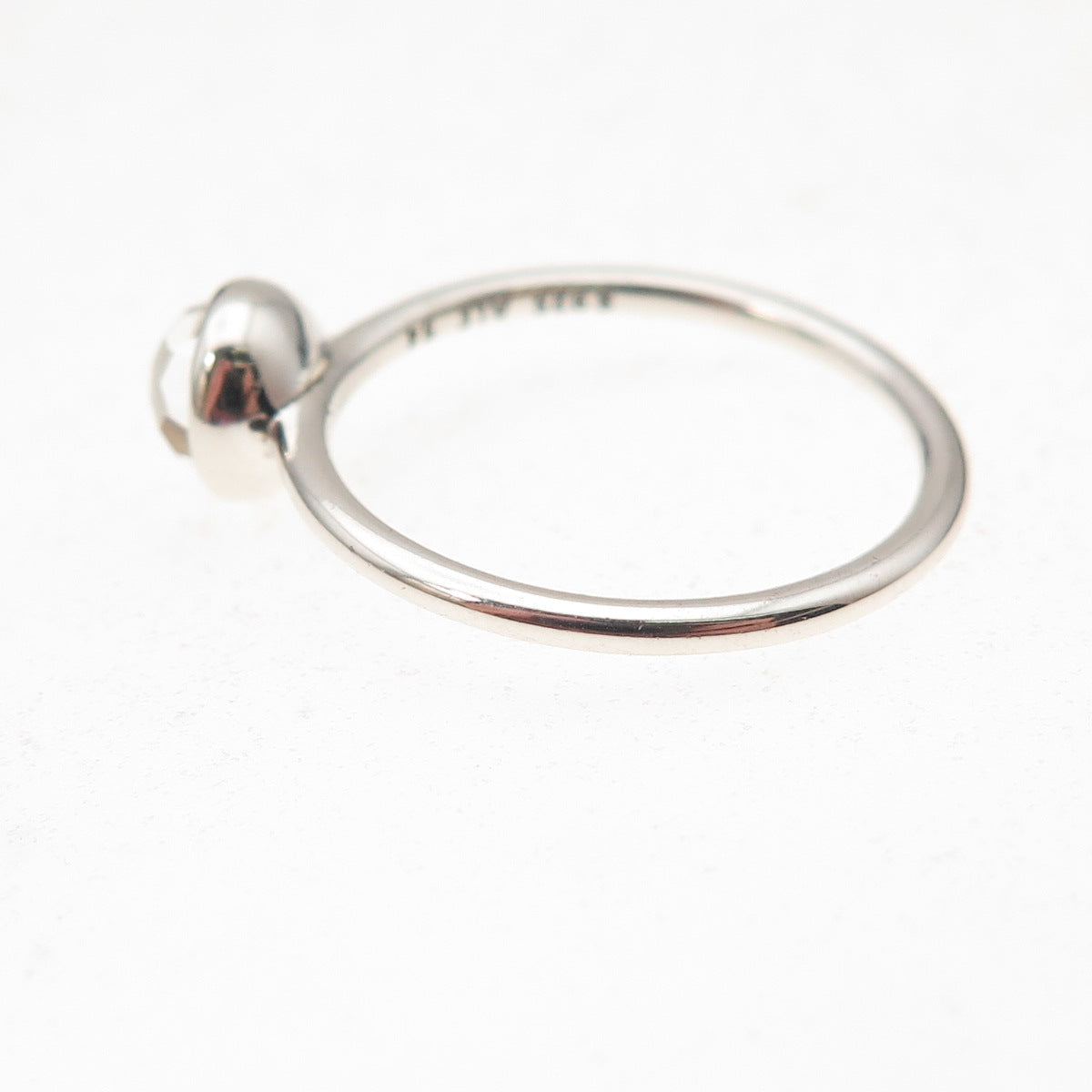 Pandora 925 Sterling Silver Clear Crystal April Birthstone Droplet Ring Size 7