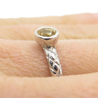 FADI 925 Sterling Silver Real Lime Citrine Gem Cage / Wicker Ring Size 7.75