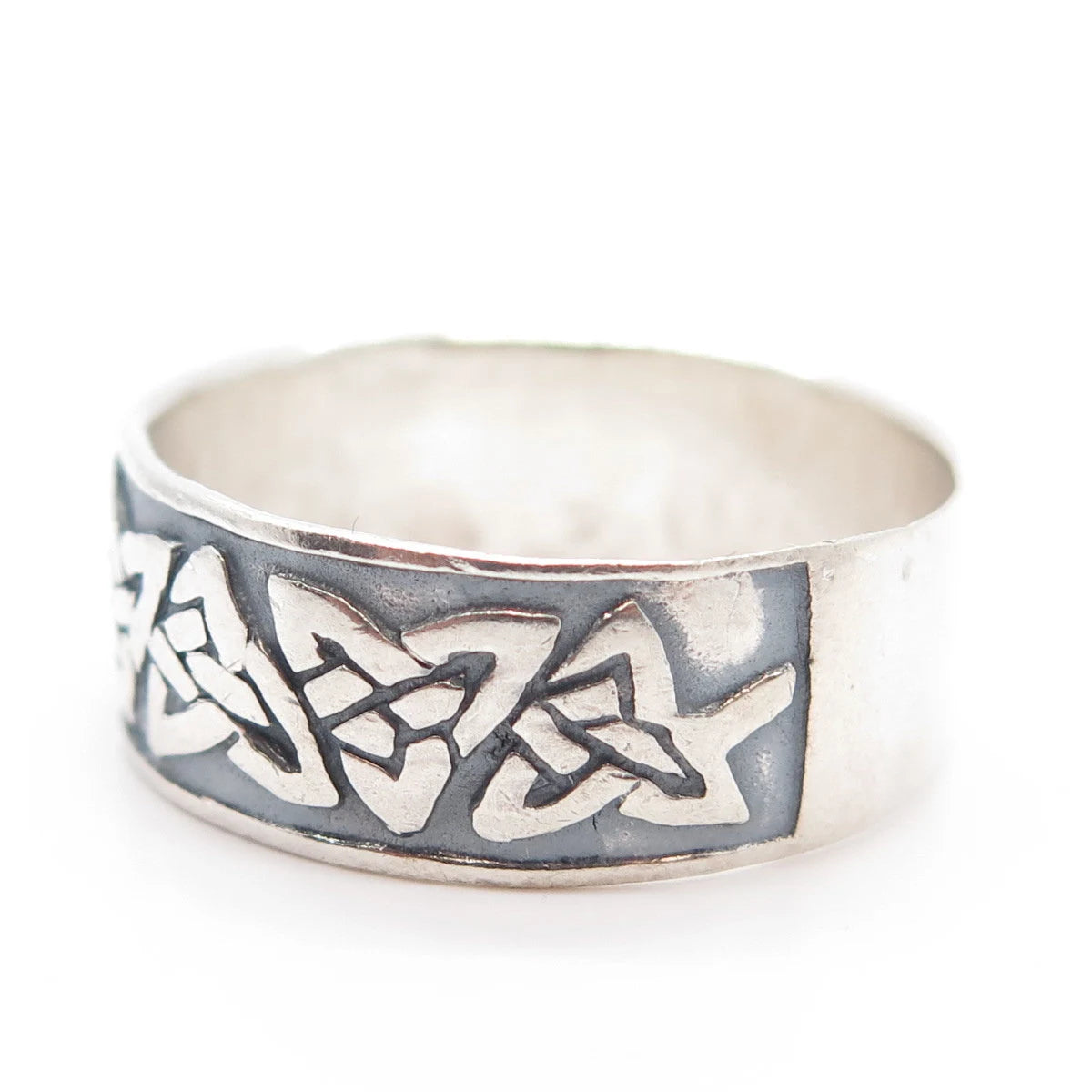 925 Sterling Silver Vintage Triquetra Celtic Band Ring Size 13.75