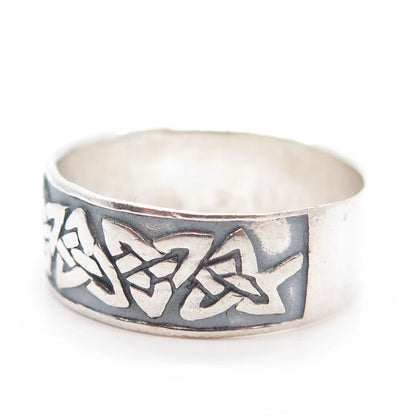 925 Sterling Silver Vintage Triquetra Celtic Band Ring Size 13.75