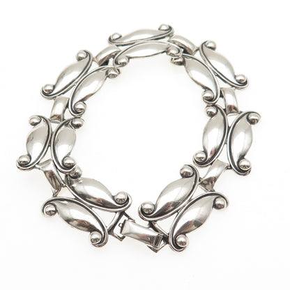 DANECRAFT 925 Sterling Silver Antique Art Deco Floral Oxidized Bracelet 7.5"