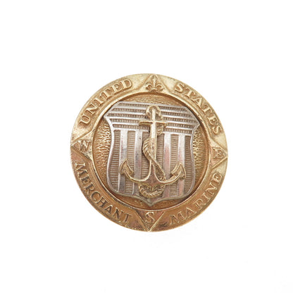 AECO Utica Sterling Silver 2-Tone Antique WWII US Merchant Marine Service Brooch