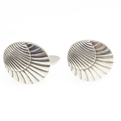 GEORG JENSEN 925S Sterling Silver Vintage Denmark Shell Modernist Cufflinks #66