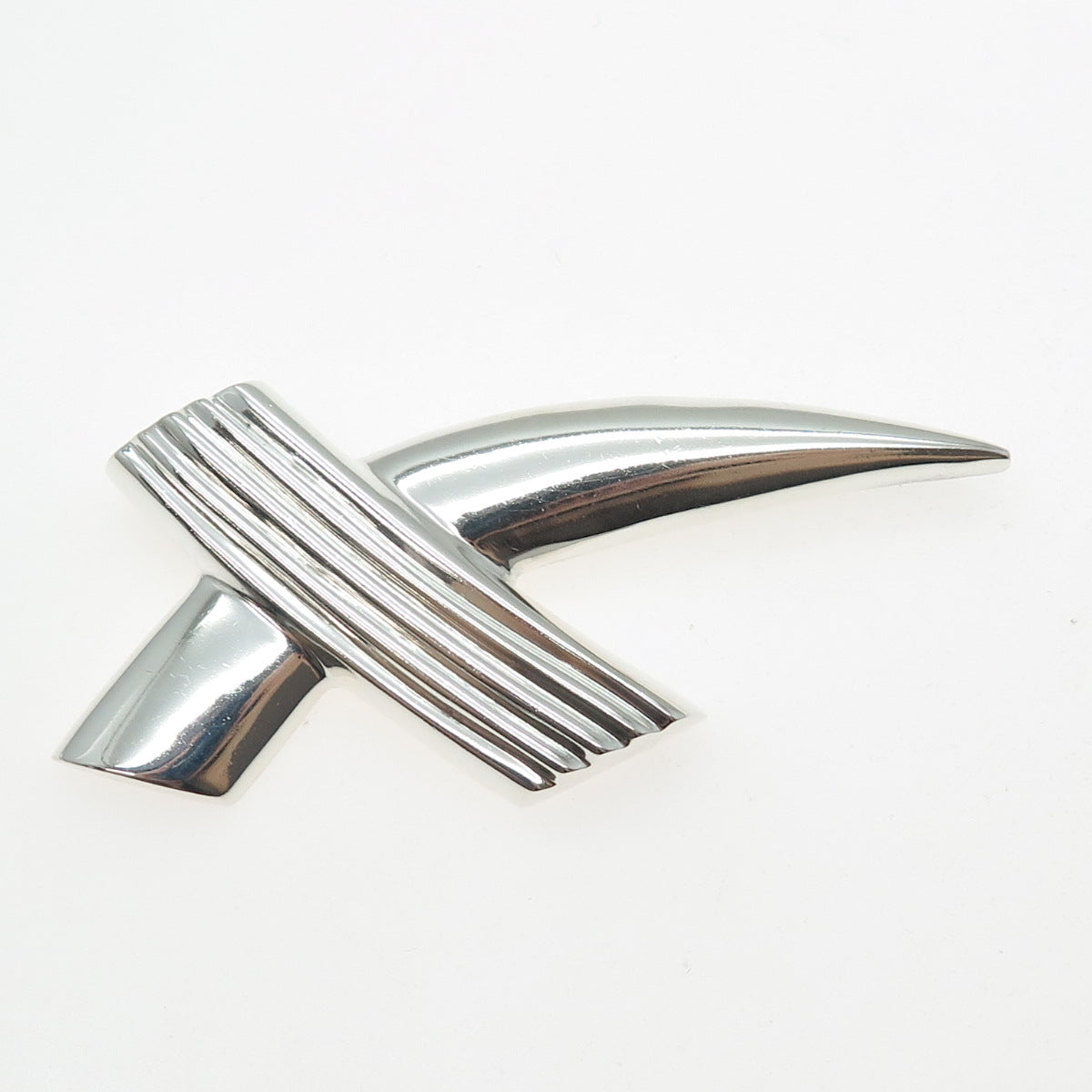 CHAPAL ZENRAY Sterling Silver Vintage Modernist Crisscross Oxidized Pin Brooch
