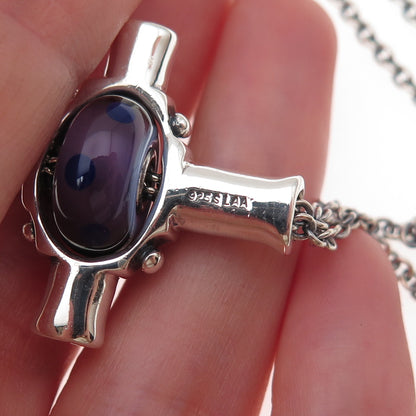 Trollbeads Sterling Silver Vintage Real Pearl & Murano Glass Cross Necklace 36"
