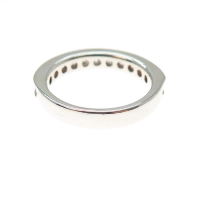 925 Sterling Silver Round-Cut C Z Half Eternity Band Ring Size 6