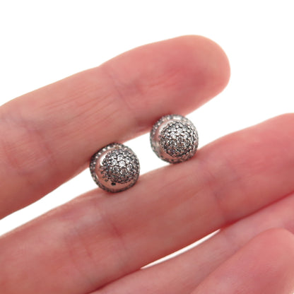 Pandora 925 Sterling Silver Real Ruby & C Z Ball Stud Earrings