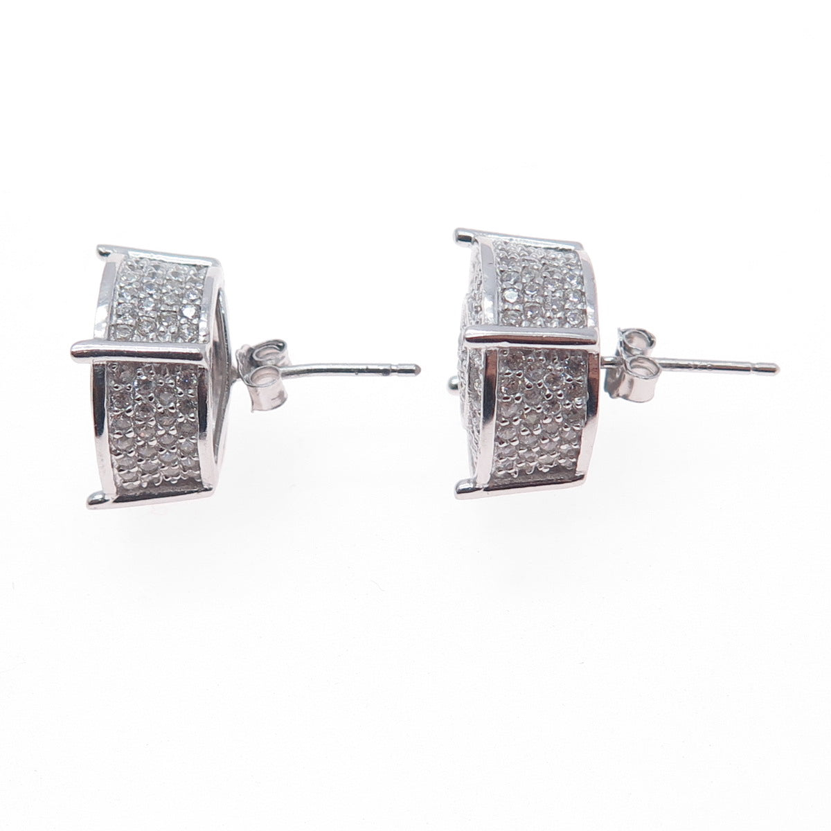 925 Sterling Silver Round-Cut C Z Sparkle Stud Earrings