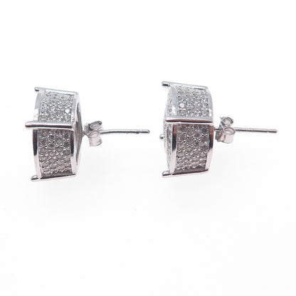925 Sterling Silver Round-Cut C Z Sparkle Stud Earrings