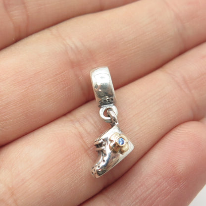 Pandora 925 Sterling Silver & Gold Plated C Z Shoe Dangle Charm