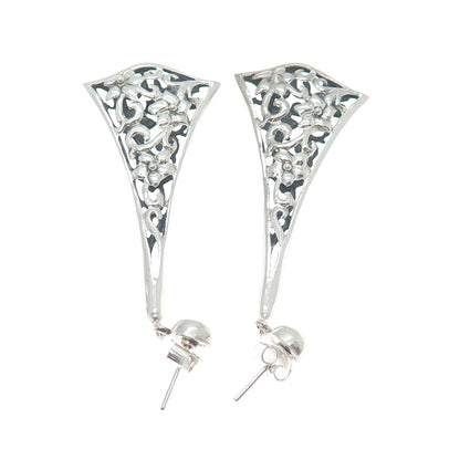 PLATELLA 950 Silver Vintage Floral Dangle Earrings