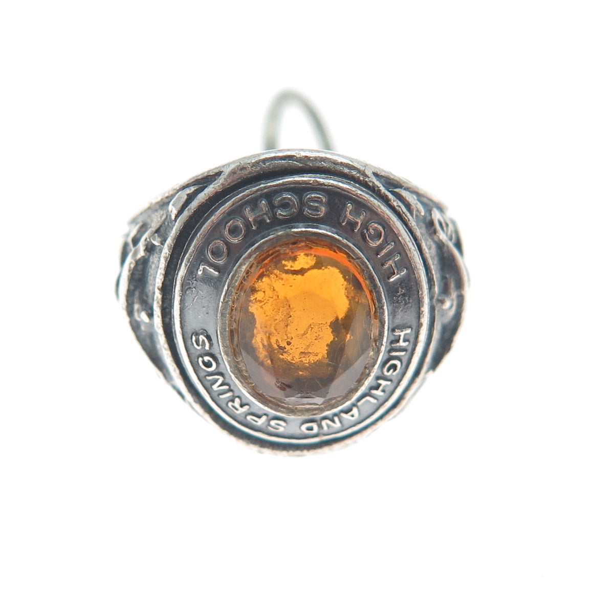BEAU 925 Sterling Vintage Rhinestone Highland Springs HS Ring Mini Charm Pendant