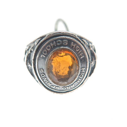 BEAU 925 Sterling Vintage Rhinestone Highland Springs HS Ring Mini Charm Pendant