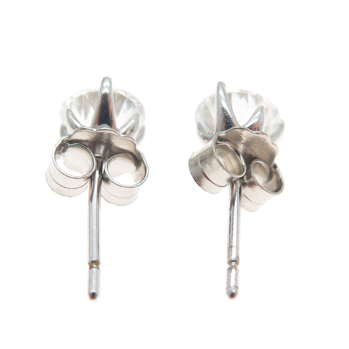 925 Sterling Silver Round-Cut C Z Stud Earrings