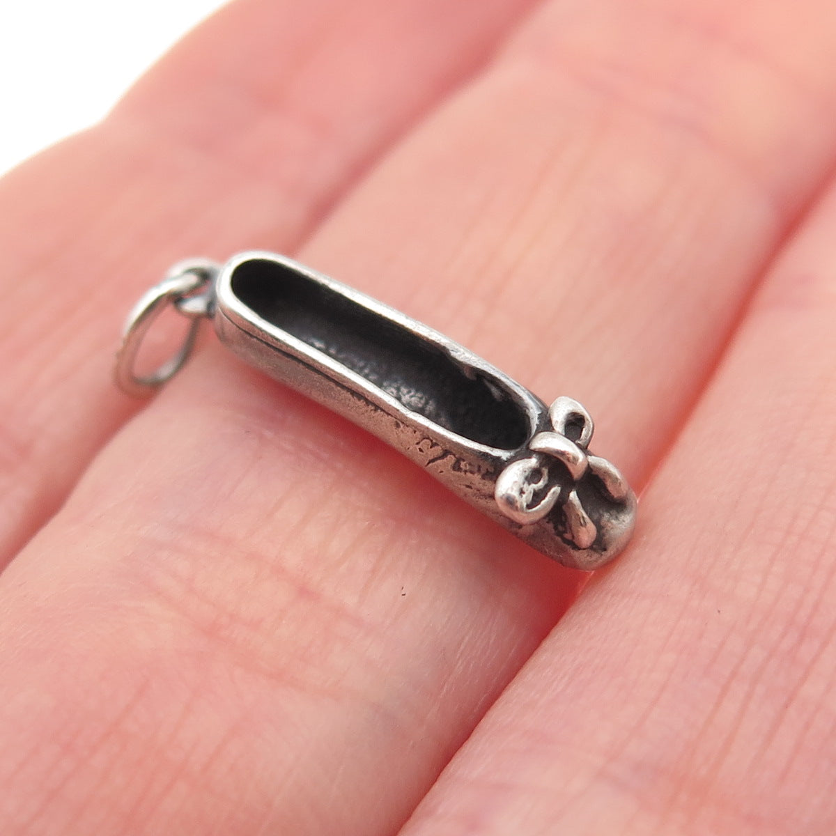 Sunwest Sterling Silver Vintage Ballerina Shoe Oxidized 3D Mini Charm Pendant