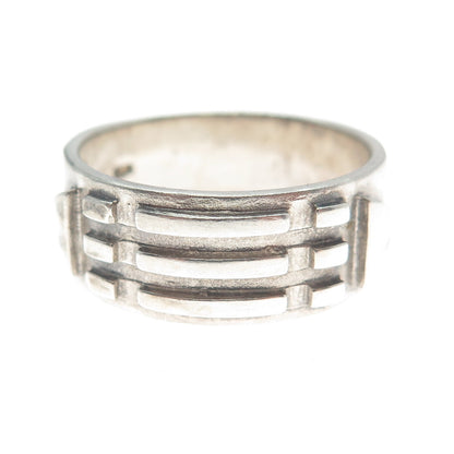925 Sterling Silver Vintage Italy Modernist Arrow Band Ring Size 11.25