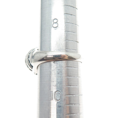 925 Sterling Silver Real Labradorite Black Spinel & White Topaz Ring Size 9