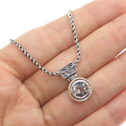 ANATOLI 925 Sterling Silver 18K Gold Real Green Amethyst Chain Necklace 18"