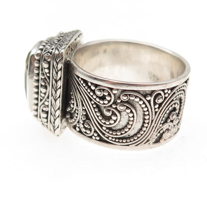Sarda 925 Sterling Silver Vintage Real Mystic Quartz Oxidized Ring Size 12.25