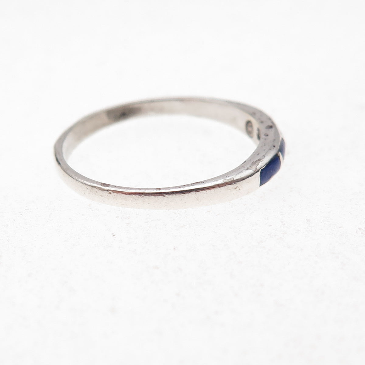 Silver Cloud Old Pawn 925 Sterling Vintage Southwestern Lapis Ring Size 7.25