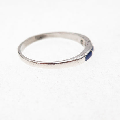 Silver Cloud Old Pawn 925 Sterling Vintage Southwestern Lapis Ring Size 7.25
