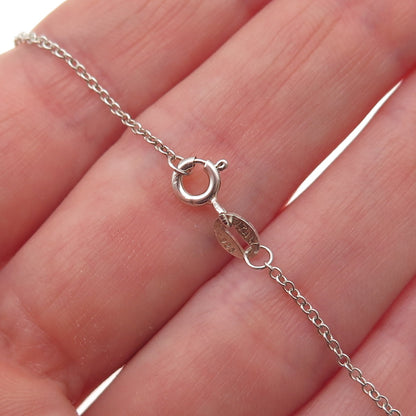 925 Sterling Silver Real Round-Cut Diamond Love Cable Chain Necklace 18"