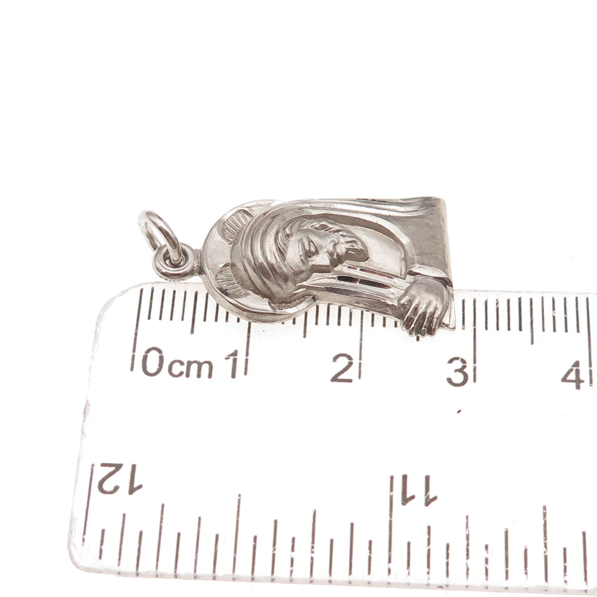 Chapel Sterling Silver Antique Art Deco Jesus & St. Mary Oxidized Charm Pendant