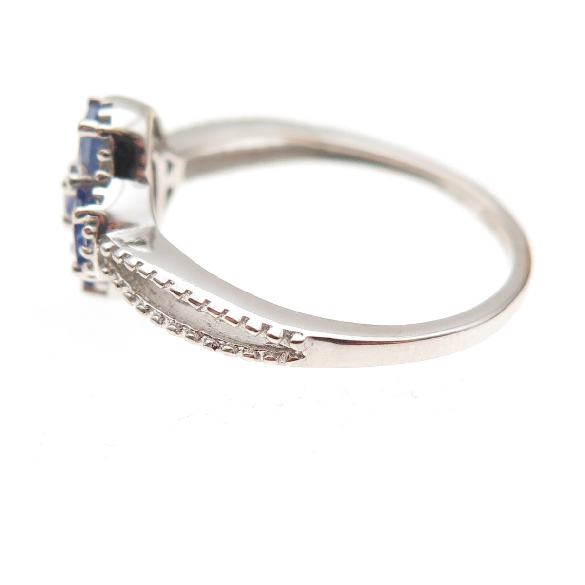 Chuck Clemency 925 Sterling Silver Real Tanzanite Floral Ring Size 7