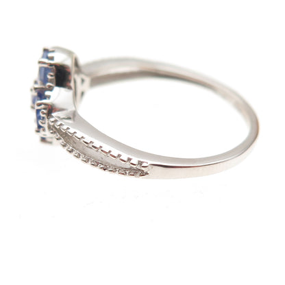 Chuck Clemency 925 Sterling Silver Real Tanzanite Floral Ring Size 7