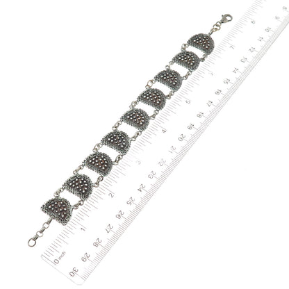 MARCELLO FONTANA 925 Sterling Vintage Italy Modernist Oxidized Bracelet 7-7.75"
