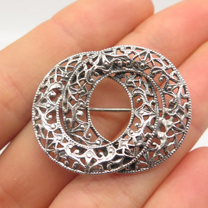925 Sterling Silver Vintage Jewelart Ornate Pin Brooch