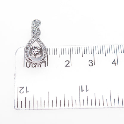 925 Sterling Silver Real Round-Cut Diamond Twisted Slide Mini Charm Pendant