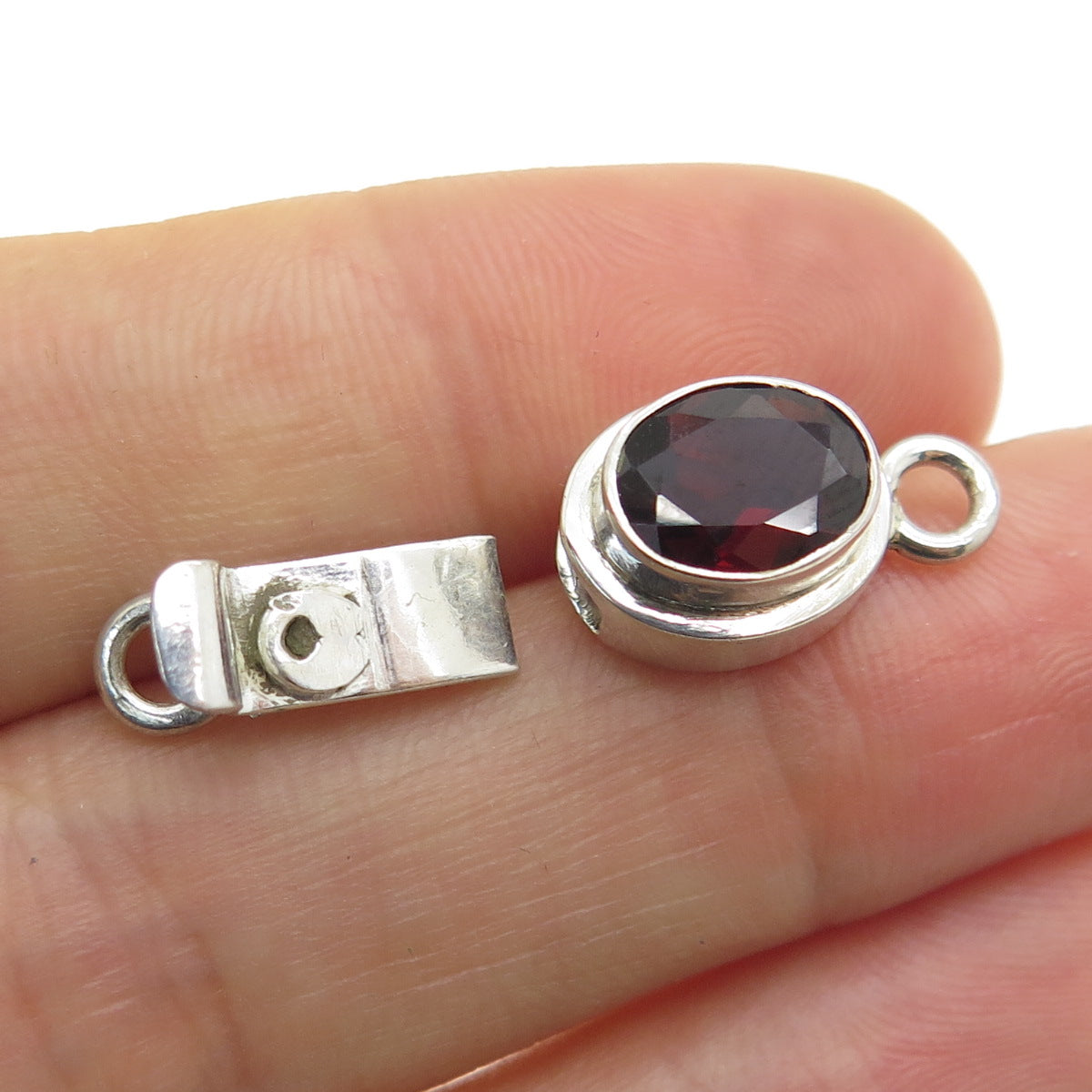 925 Sterling Silver Vintage Real Red Garnet Bracelet & Necklace Box Lock Clasp