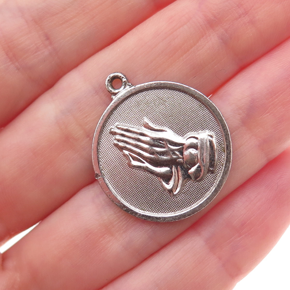 Danecraft 925 Sterling Silver Vintage Prayer Hands Oxidized Charm Pendant