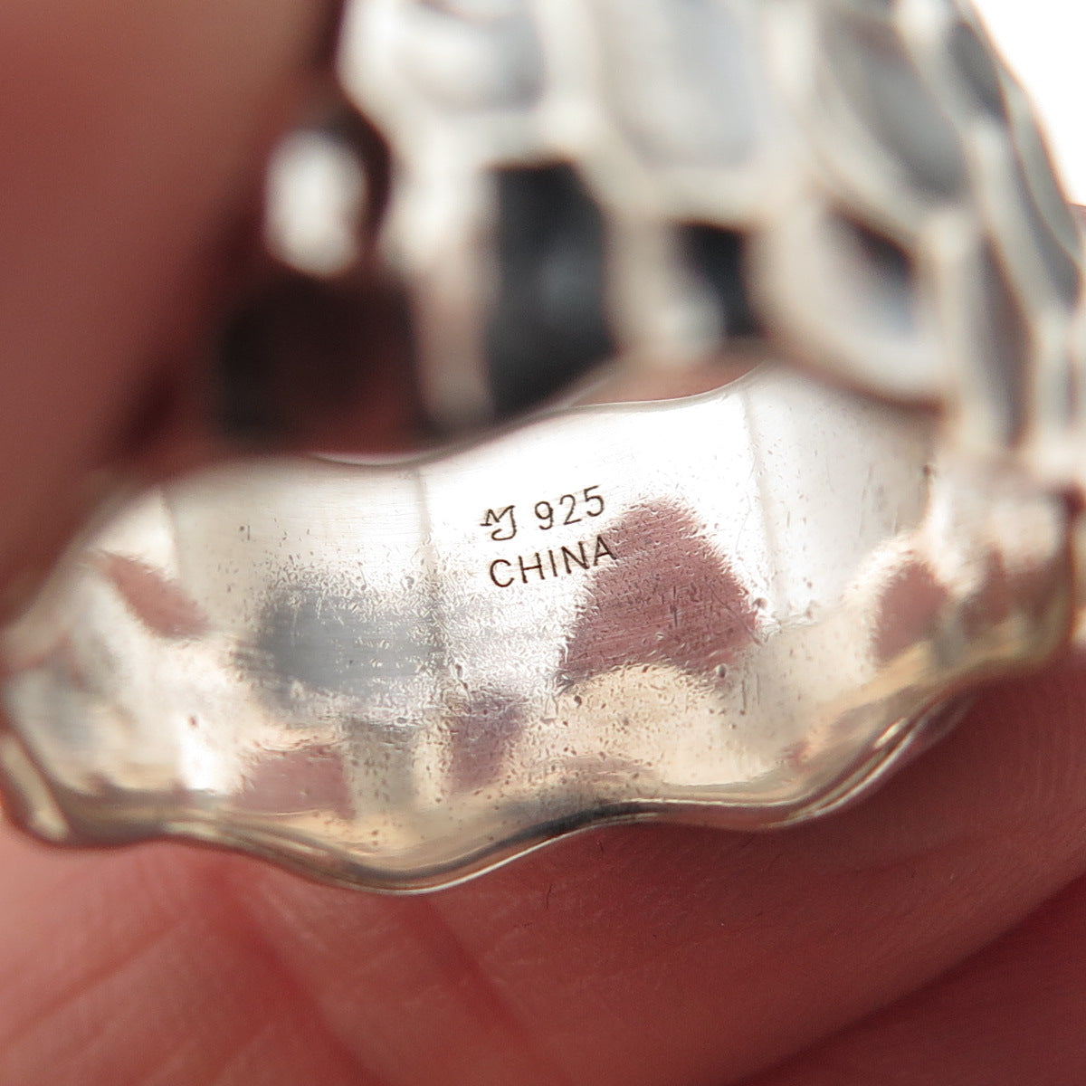Marie Jennifer 925 Sterling Silver Vintage Modernist Wide Band Ring Size 7.5