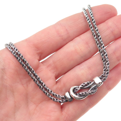 TIFFANY & CO. Sterling Silver Vintage Love Knot Double Rope Chain Necklace 18"