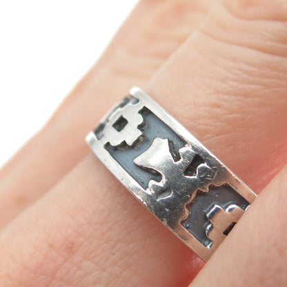 925 Sterling Silver Vintage Ethnic Oxidized Band Ring Size 10