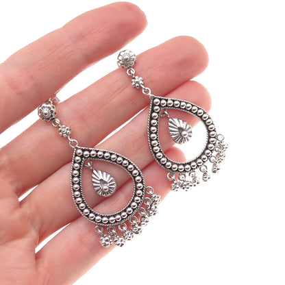 DP Doug Paulus 925 Sterling Silver Vintage Beaded Teardrop Dangle Earrings