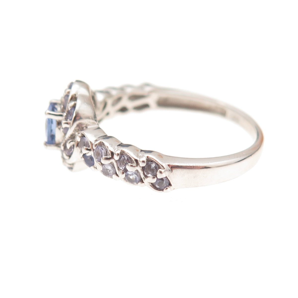 Chuck Clemency 925 Sterling Silver Real Tanzanite Floral Ring Size 8.25