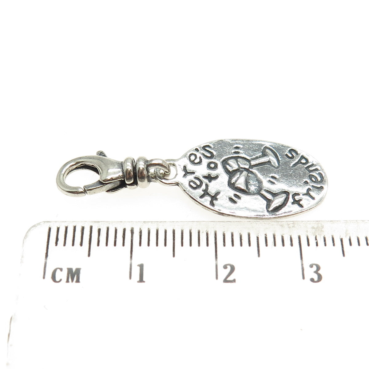 SILPADA Sterling Silver Vintage "Here's to Friends Cheers" Lobster Clasp Pendant