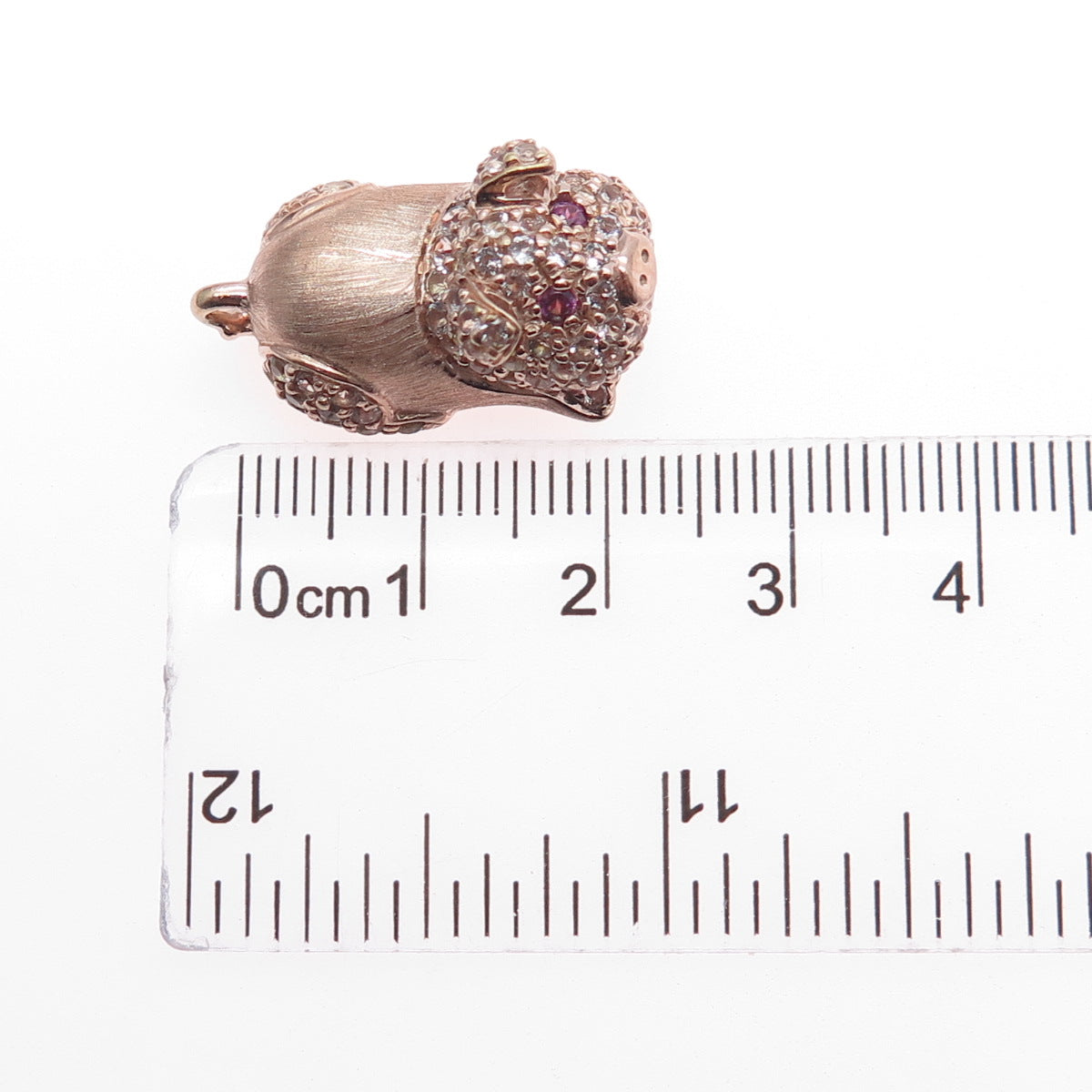 925 Sterling Silver Rose Gold Plated Real Amethyst & Topaz Pig 3D Charm Pendant