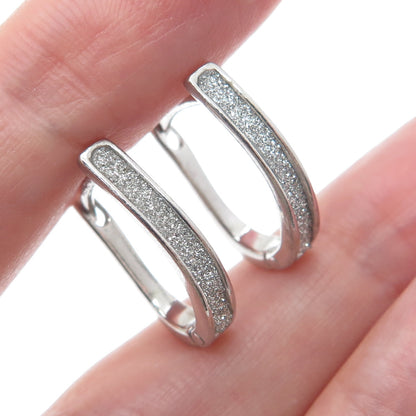 925 Sterling Silver Diamond-Illusion Hoop Earrings