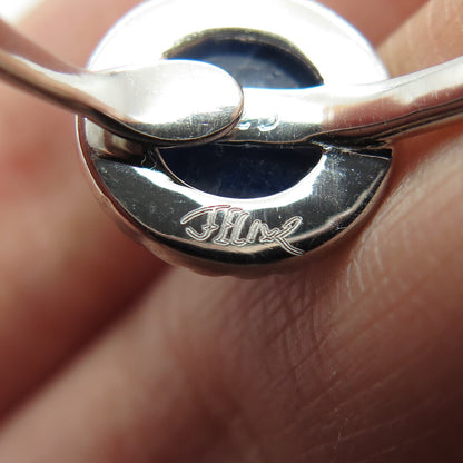FELIX2 925 Sterling Silver Real Round-Cut Sapphire & C Z Ring Size 8
