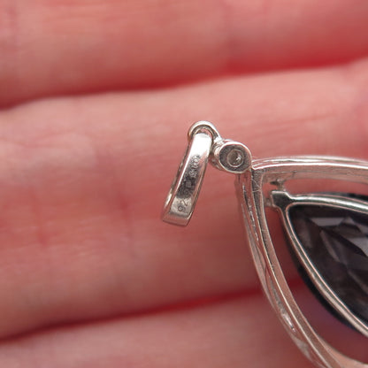 925 Sterling Silver Lab-Created Sapphire Real White Topaz Charm Pendant