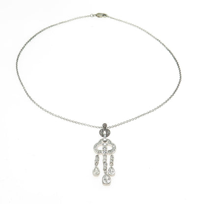 925 Sterling Silver Pave C Z Rolo Chain Necklace 16"