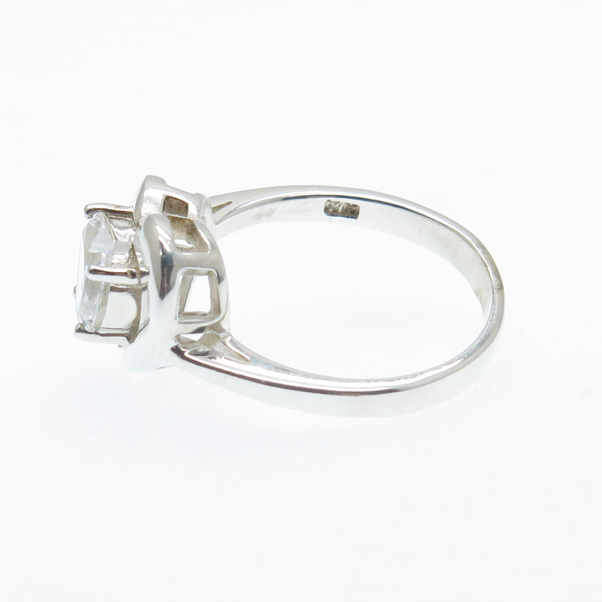 925 Sterling Silver Heart-Cut C Z Promise Ring Size 9