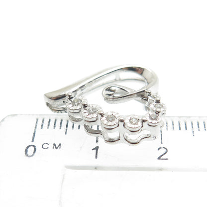 925 Sterling Silver Real Round-Cut Diamond Heart Slide Pendant