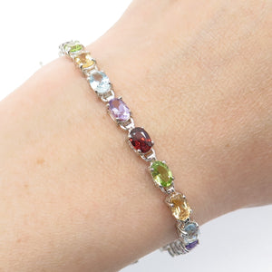 CNA PRANDA Sterling Vintage Topaz Peridot Citrine Amethyst Garnet Bracelet 6.75"
